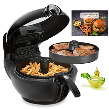 Tefal FZ7738 ActiFry Genius+ Heißluftfritteuse | AirFryer mit Rührarm, kein Schütteln | 1500 W | 1,2 kg für 6 Personen | 9 automatische Kochmenüs | energiesparend | gesunde Friteuse ohne Öl | Schwarz im Sale